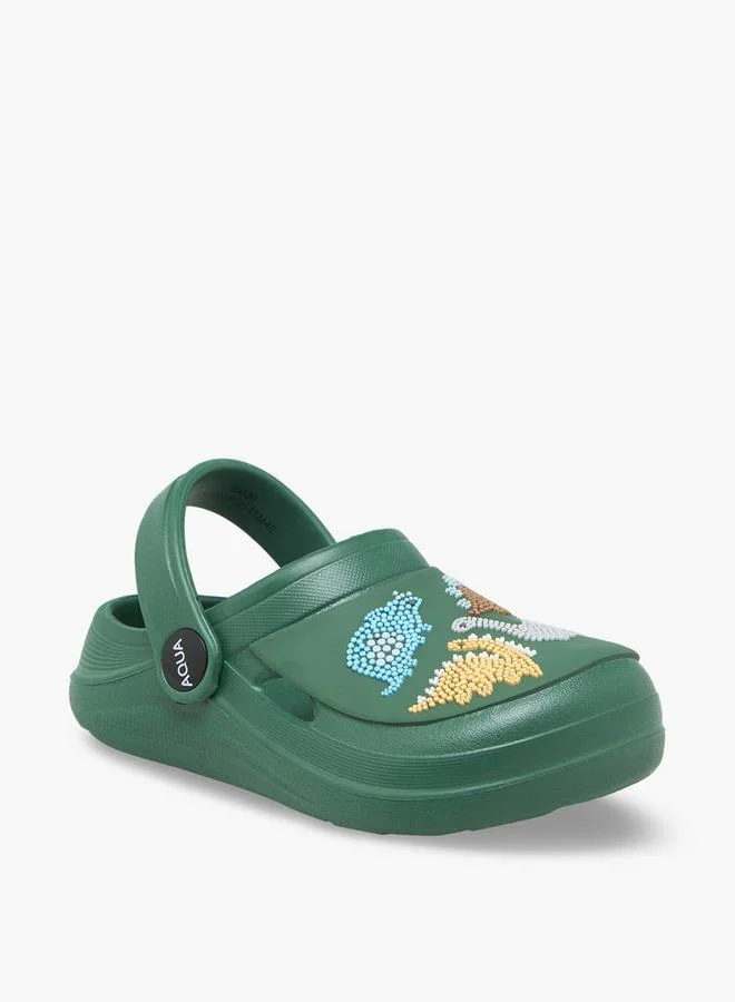 Aqua Boys Dinosaur Applique Clogs