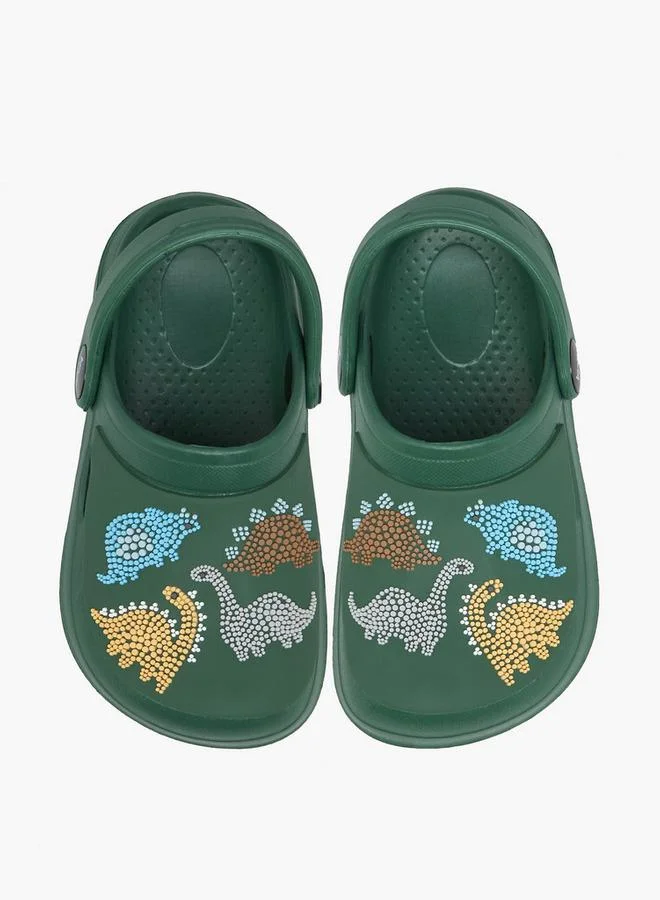 Aqua Boys Dinosaur Applique Clogs