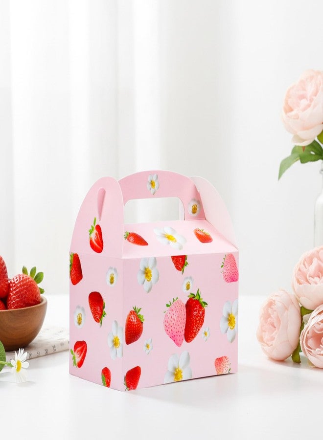 12 Pack Strawberry Birthday Party Favor Box - Pink Dual Sided Berry Themed Gift Bags for Baby Shower, First Birthday Celebration Candy Goodie Present Folding Paper Treat Box for Kids - Image 2
