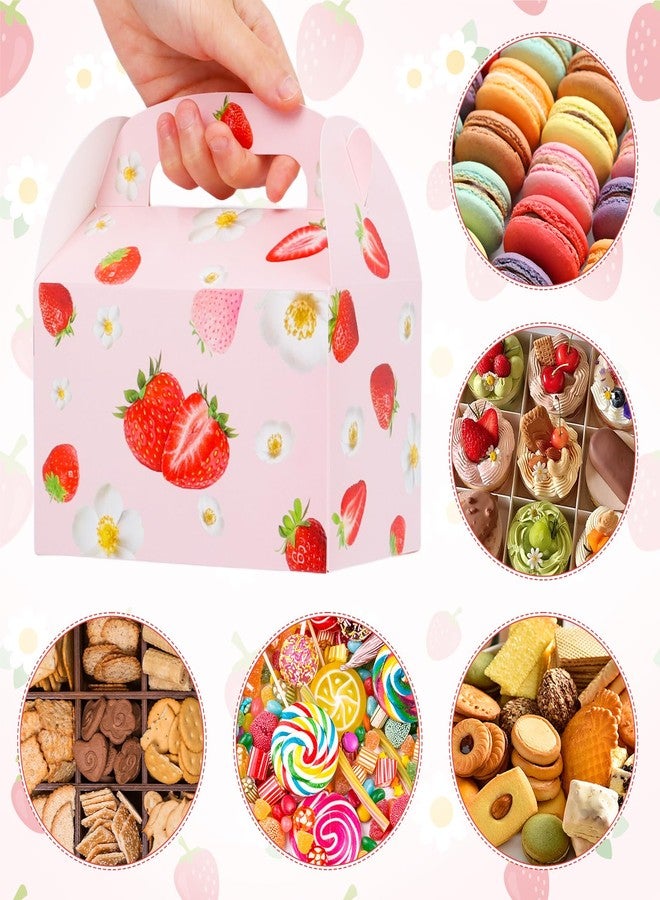 12 Pack Strawberry Birthday Party Favor Box - Pink Dual Sided Berry Themed Gift Bags for Baby Shower, First Birthday Celebration Candy Goodie Present Folding Paper Treat Box for Kids - Image 5
