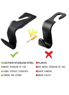 Bukela Car Hooks Universal Car Vehicle Back Seat Headrest Hanger Holder Hook Microfiber Leather & Stainless Steel for Bag Purse Cloth Drink Grocery (Black)  - Image 2