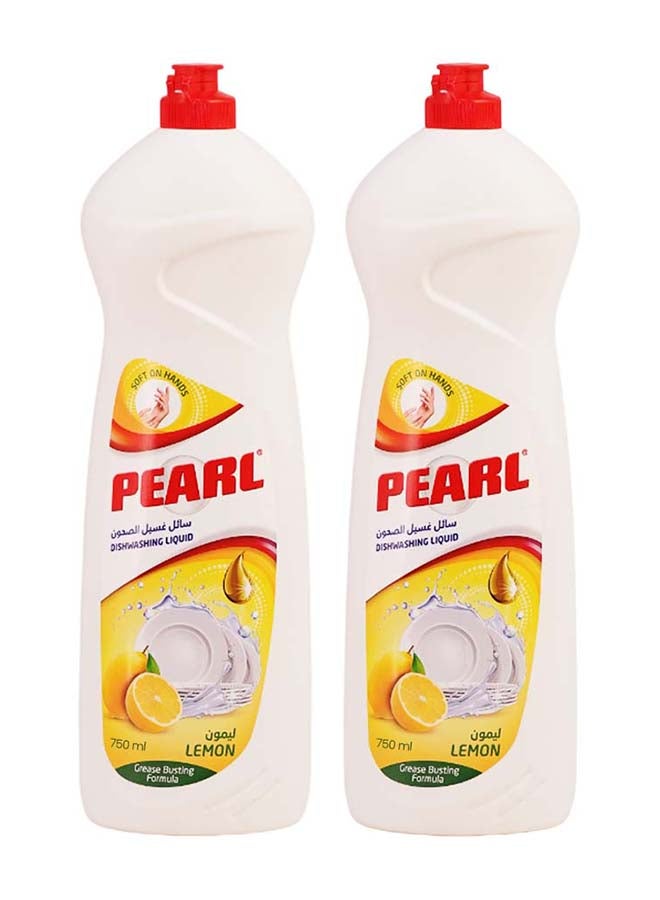 Pearl Dishwash Liquid Lemon 1.5L Promo Pack Strong Grease Removal Dishwashing Soap Soft on Hands Kitchen Cleaner  2 x 750 ml, 1.5 L - Image 1