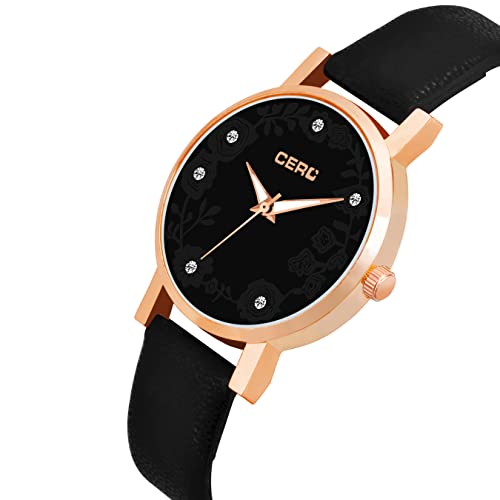 CERO Pack of 2 Analogue Leather Strap Girls & Women's Watch (Black & Pink Dial and Strap) - Image 4