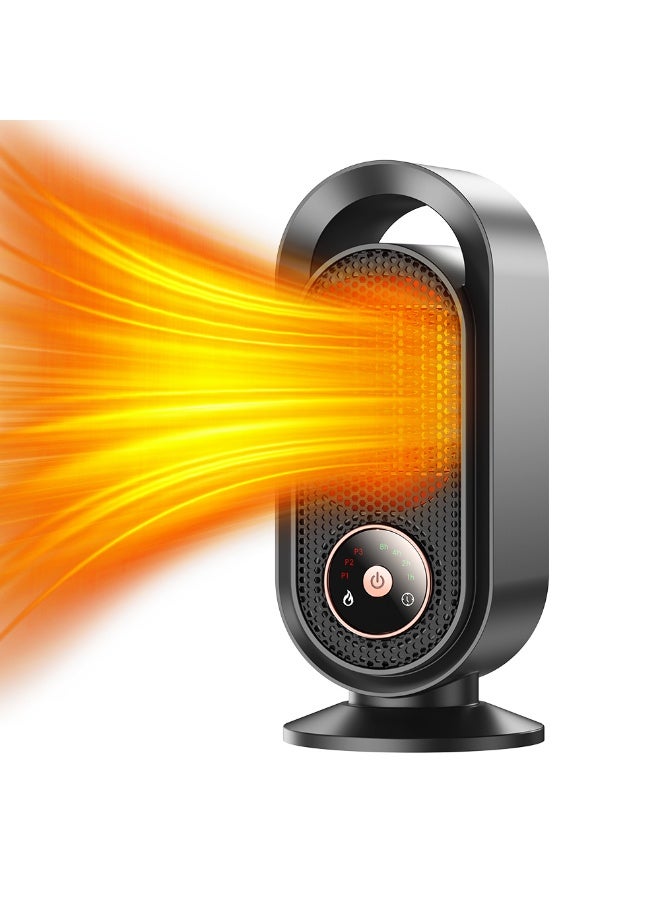 Yakiter Electric Heater, 1500W Space Heater Fan Heater with 3 Heating Modes & 4 Timer Options, 2S Fast Heating, Over-heat Protection & Tip-over Protection for Bedroom Home Office - Image 1