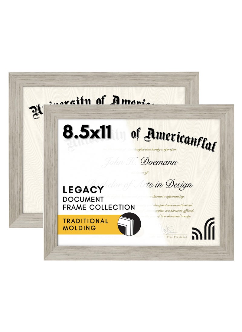 Americanflat Americanflat 85x11 Diploma Frame with ShatterResistant Glass  Set of 2  Document Frames with Engineered Wood  Legacy Collection  Certificate Frame for Tabletop and Wall Display  Driftwood 