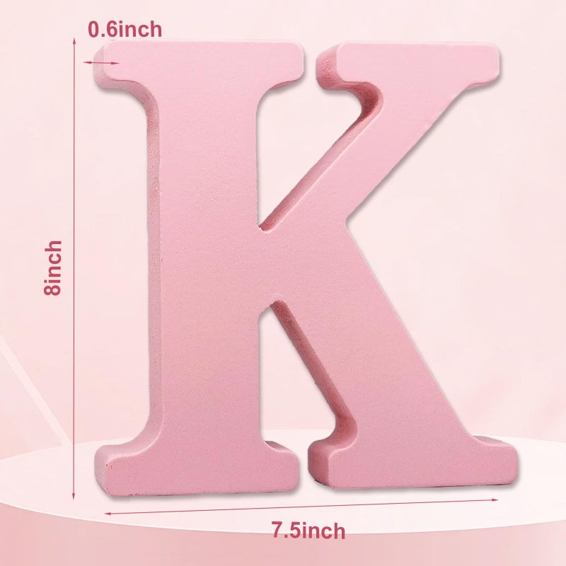 AOCEAN 8 Inch Pink Wood Letters Unfinished Wood Letters for Wall Decor Decorative Standing Letters Slices Sign Board Decoration for Craft Home Party Projects (K) - Image 2