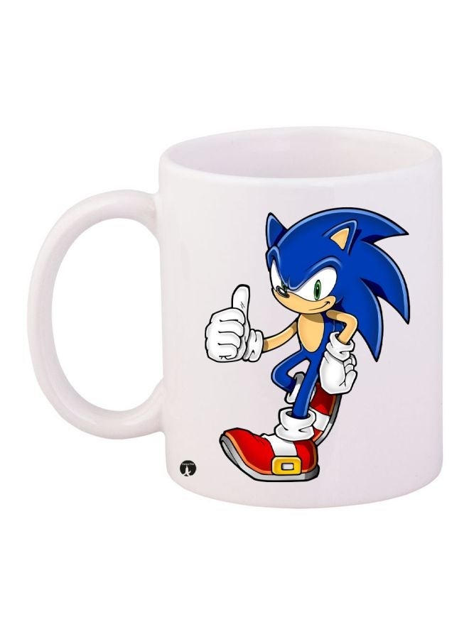 RYN Sonic The Hedgehog Printed Coffee Mug White/Blue/Red 11ounce