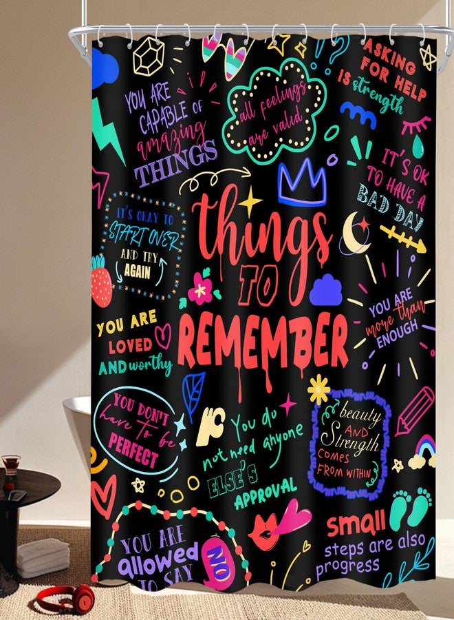 Cinbloo Kids Shower Curtain 60Wx72H Colorful Funny Inspirational Quotes Teens Shower Curtain Graffiti Neon Motivational Words Cool Bathroom Curtain Set Bathroom Accessories Decor Fabric with 12 Hooks - Image 1