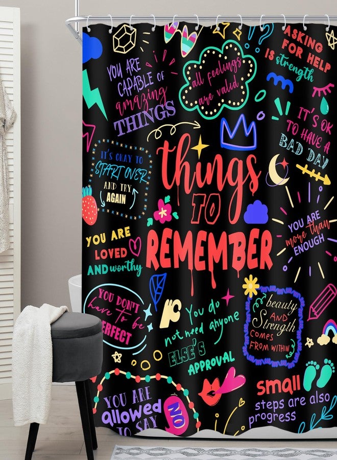 Cinbloo Kids Shower Curtain 60Wx72H Colorful Funny Inspirational Quotes Teens Shower Curtain Graffiti Neon Motivational Words Cool Bathroom Curtain Set Bathroom Accessories Decor Fabric with 12 Hooks - Image 2
