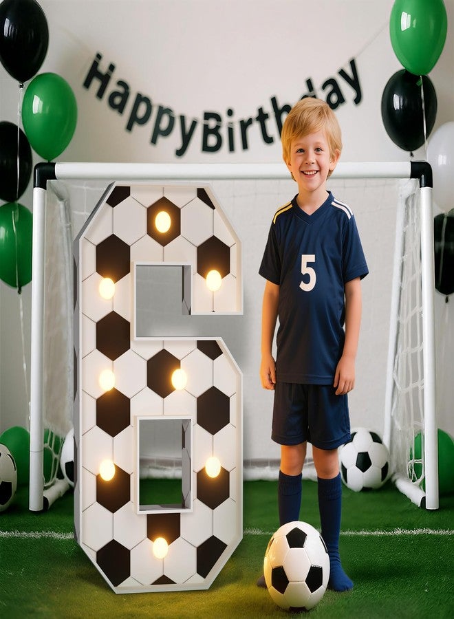 imprsv Soccer 6th Birthday Party Decorations, 3FT Marquee Number 6 for Soccer Theme Party Decorations, Light up Numbers 6 for 6th Birthday Backdrop Decor Supplies Favors - Image 1