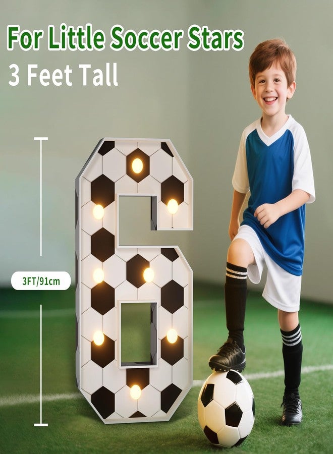 imprsv Soccer 6th Birthday Party Decorations, 3FT Marquee Number 6 for Soccer Theme Party Decorations, Light up Numbers 6 for 6th Birthday Backdrop Decor Supplies Favors - Image 2