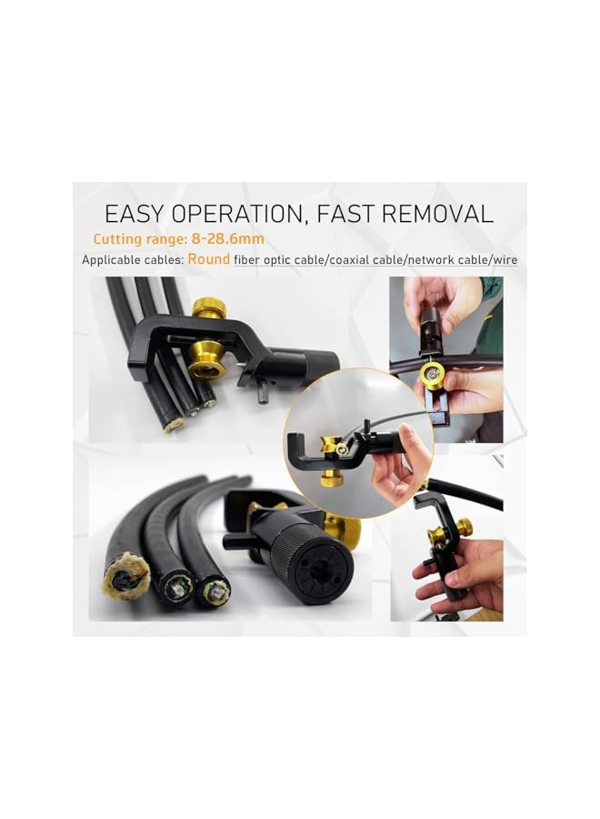 PROMASS promass Armored Cable Stripper Tools, 8-28mm Wire Stripper, Coax Mid Span Cable Stripper, Radial Cutter Slitting Ring Tools, Coax Round Cable Jacket Stripping, Armored Fiber Optic Cable Stripper Tools  - Image 3