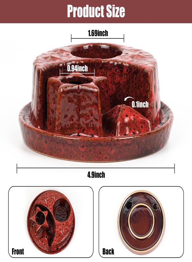 Fanadith 4 in 1 Incense Holder, Incense Burner, Palo Santo Holder, Ceramic Ash Catcher Tray for Meditation Room, Candle Holder for Burning Sage (Speckled Red) - Image 3