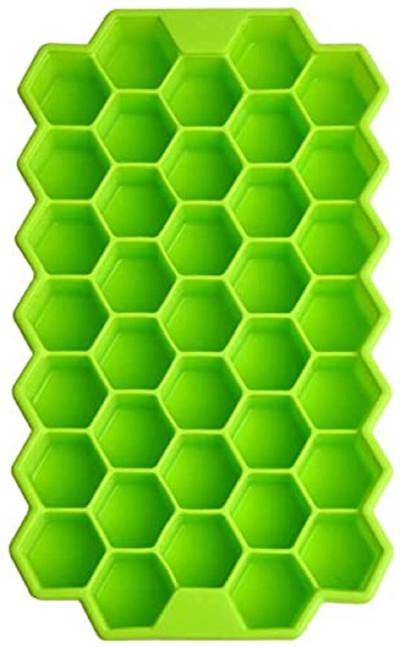 SGMVK Ice Cube Tray Silicone for Freezer Honeycomb 37 Cavity Ice Cube Mould Flexible Tray for Freezer, Chocolate Cake Maker, Ice Trays for Chilled Drinks, Reusable Multi Color (1, Honeycomb with LID) - Image 2
