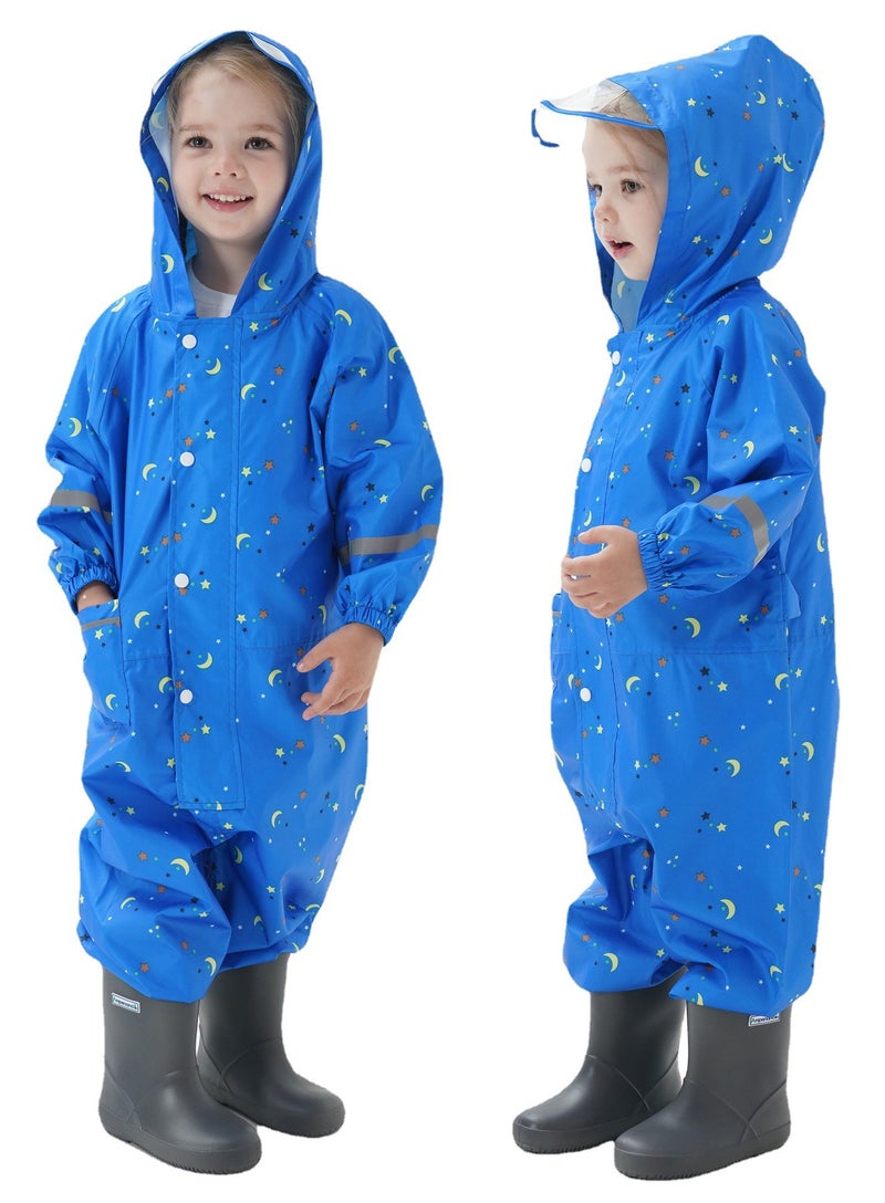 Children'S One-Piece Raincoat, Fashionable And Cute Three-Dimensional Raincoat With Hood And Reflective Baby Poncho - Image 1