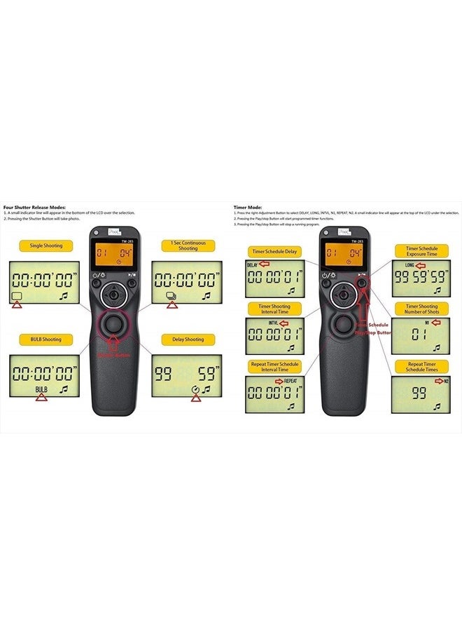 Pixel - Pixel Timer Shutter Release TW283-N3 Wireless Remote Control for Canon 5D Mark III/ 5D Mark IV/ 5D 6D /7D Mark II/ 7D R5 R5C 50D 40D 30D D60 D30 1DX MARKII - Image 1