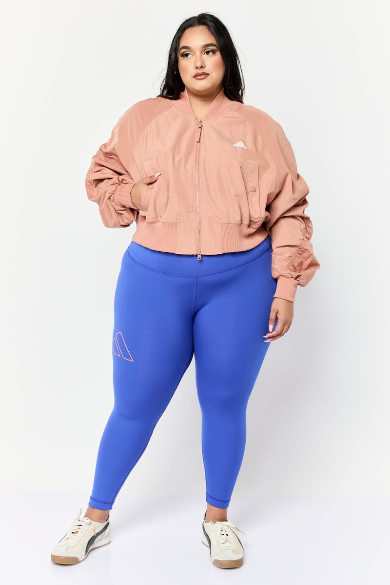 Adidas Women Brand Logo Bomber Jacket, Brown  - Image 4