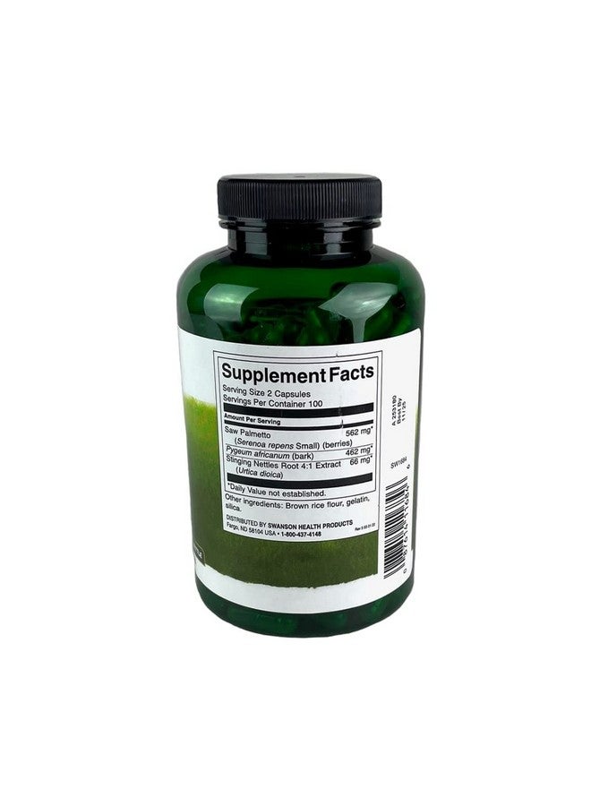 SWANSON مجمع البروستاتا العشبي من سوانسون - مكمل غذائي للرجال - يحتوي على البيجيوم، والسو بالميتو وقرّاص - (200 كبسولة) 3 عبوات - Image 2
