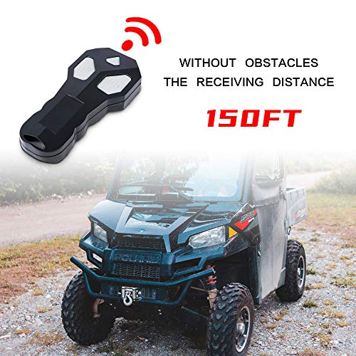 XPV AUTO 12V 4500LBS Steel Rope Electric Winch for Towing ATV/UTV Off Road with Wireless Remote Control Mounting Bracket IP67 Waterproof Electric Winch with 4-Way Roller Fairlead - Image 5