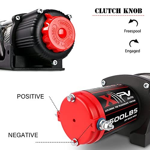 XPV AUTO 12V 4500LBS Steel Rope Electric Winch for Towing ATV/UTV Off Road with Wireless Remote Control Mounting Bracket IP67 Waterproof Electric Winch with 4-Way Roller Fairlead - Image 2