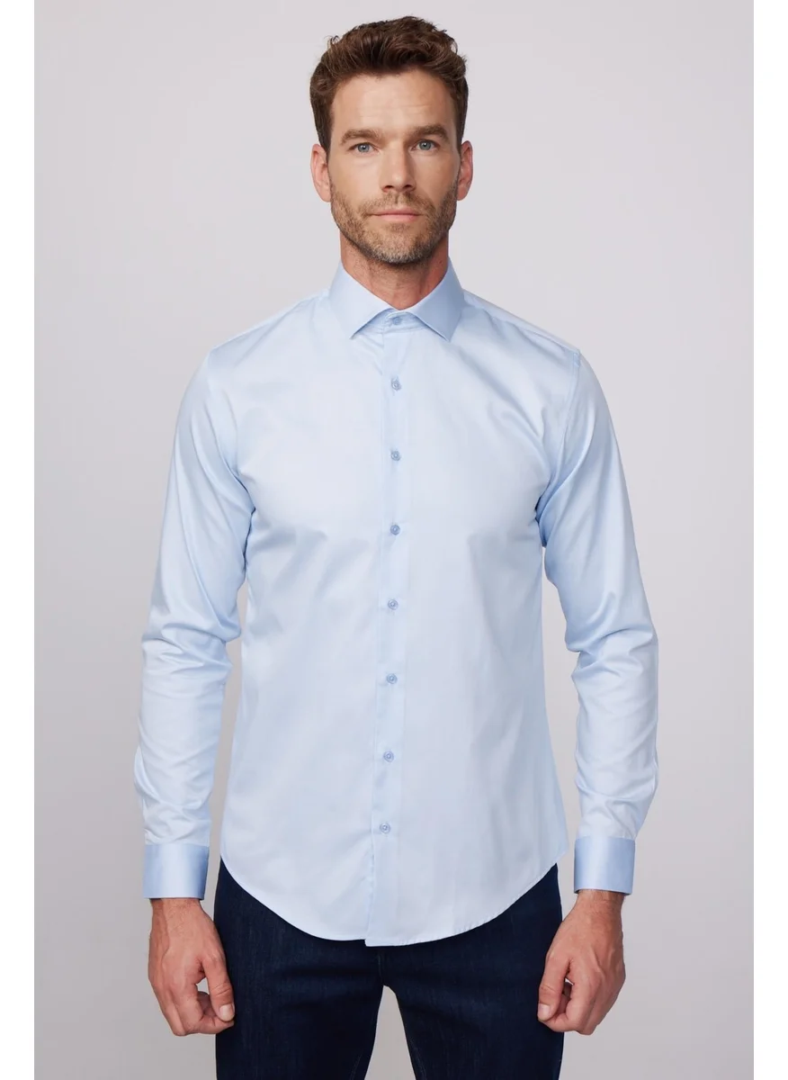 Tudors Slim Fit Koton Satin premium Series Men's Shirt