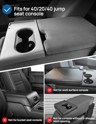 JOYTUTUS Center Console Cover Compatible with 20152026 Ford F150 20172026 F250 F350 F450 with 402040 Jump Seat Leather Armrest Cover Center Console Cushion with Side Pockets Jump Seat Only - Image 3