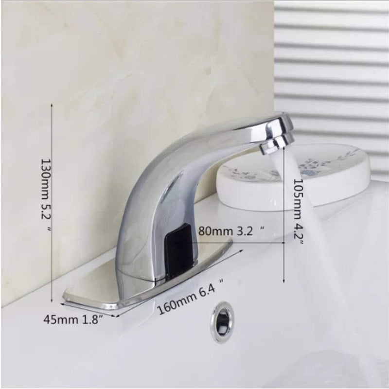 RFV1 Automatic Brass Sensor Tap for Bathroom, Touch Less Hand Free Sensor Tap for Washbasin with Foam Flow Water, 5 Inch Height. AC and Battery Operated (Cold Only) - Image 5