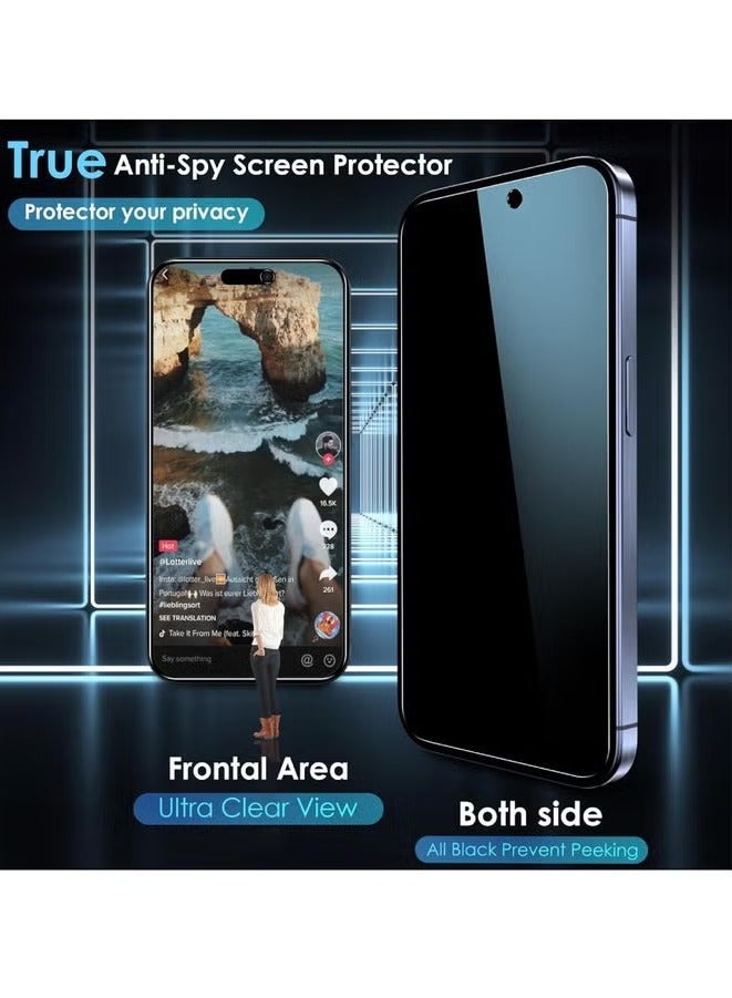 JAJEEK iPhone 15 Plus 6.7 Inch Tempered Glass Privacy Screen Protector Set – 3 Pack Anti-Spy, Scratch Resistant, Full-Coverage Tempered Glass for iPhone 15 Plus - Image 3
