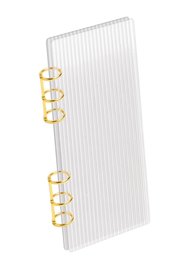SBYURE A6 Binder Clear Acrylic Binder 6-Ring Budget Binders Thick Stripe A6 Planner Binders with Gold Metal Round Ring for Student Refillable Travel Office Supplies - Image 1