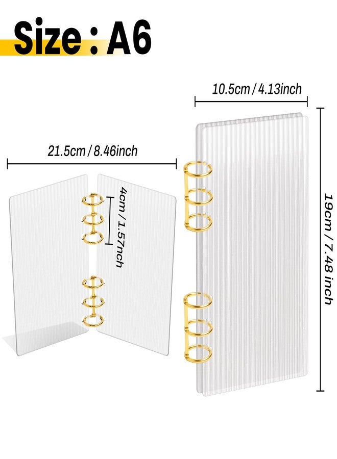 SBYURE A6 Binder Clear Acrylic Binder 6-Ring Budget Binders Thick Stripe A6 Planner Binders with Gold Metal Round Ring for Student Refillable Travel Office Supplies - Image 2