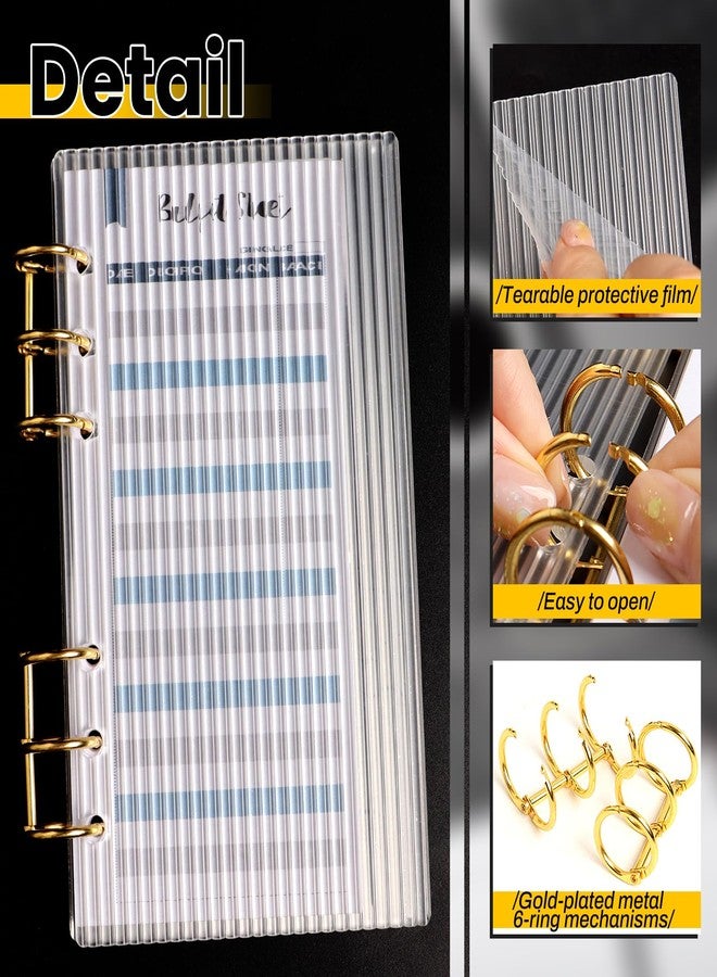 SBYURE A6 Binder Clear Acrylic Binder 6-Ring Budget Binders Thick Stripe A6 Planner Binders with Gold Metal Round Ring for Student Refillable Travel Office Supplies - Image 3