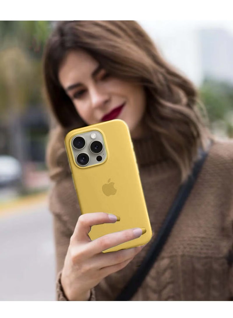 Wtech Apple iPhone 16 Pro Max 2024 Premium Soft Liquid Silicone Case Cover - Canary Yellow - Image 3