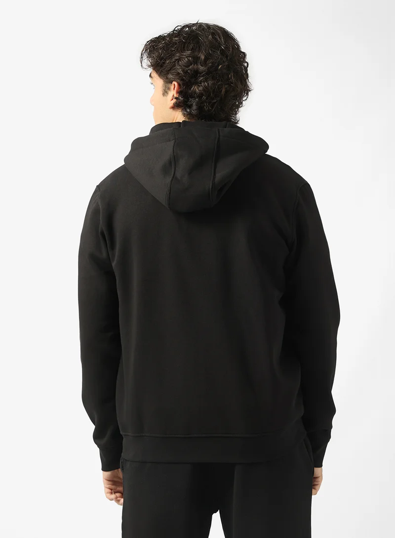 GUESS Zip Detailed Basic Hoodie
