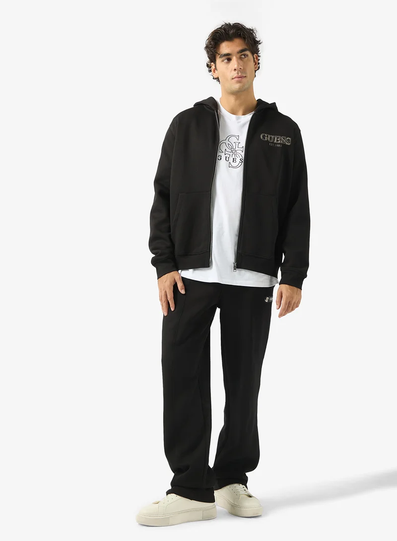 GUESS Zip Detailed Basic Hoodie