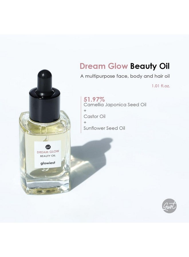 glowiest DREAM GLOW BEAUTY OIL - Natural Facial Oil for All Skin Types, Multi Oil - Clean Beauty, Camellia Japonica Seed Oil, Castor Oil - 30ml (1.01 fl. oz.) - Image 2