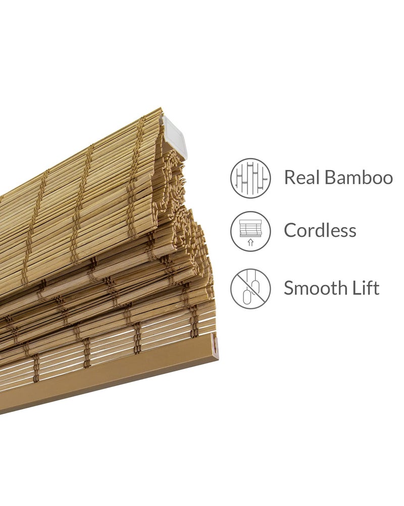 CHICOLOGY Bamboo Roman Shades - Customer Favorite Light Filtering Blinds for Windows, Premium Quality, Ideal for Home, Deer Brown, 29" W X 64" H - Image 4