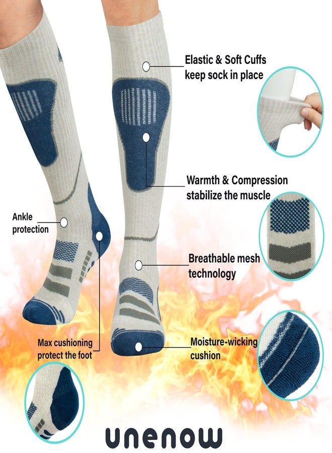 unenow Merino Wool Ski Socks 2 Pairs, Thermal Knee High Warm Socks for Snowboarding, Hiking, Cold Weather, Snow, Hunting - Image 4