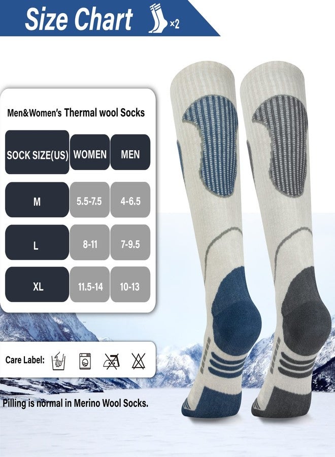 unenow Merino Wool Ski Socks 2 Pairs, Thermal Knee High Warm Socks for Snowboarding, Hiking, Cold Weather, Snow, Hunting - Image 5