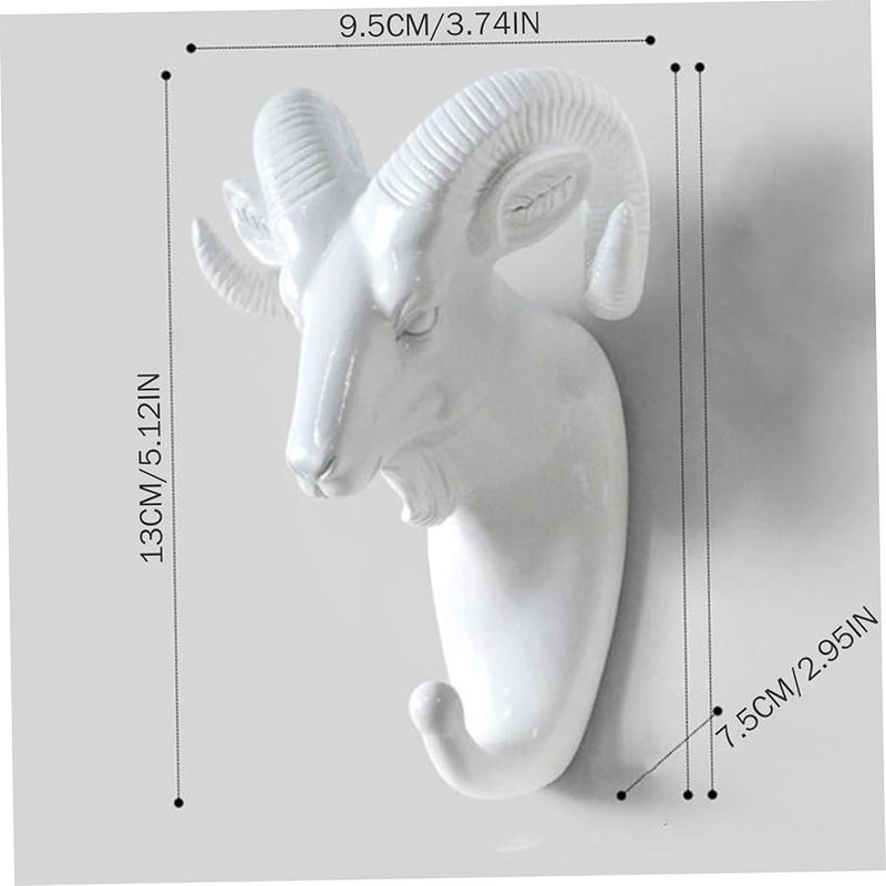 حامل مفتاح جدار رأس ماعز من الراتينج لتعليق المعطف والحقيبة والمنشفة والقبعة، ديكور جدار زخرفي - Image 4