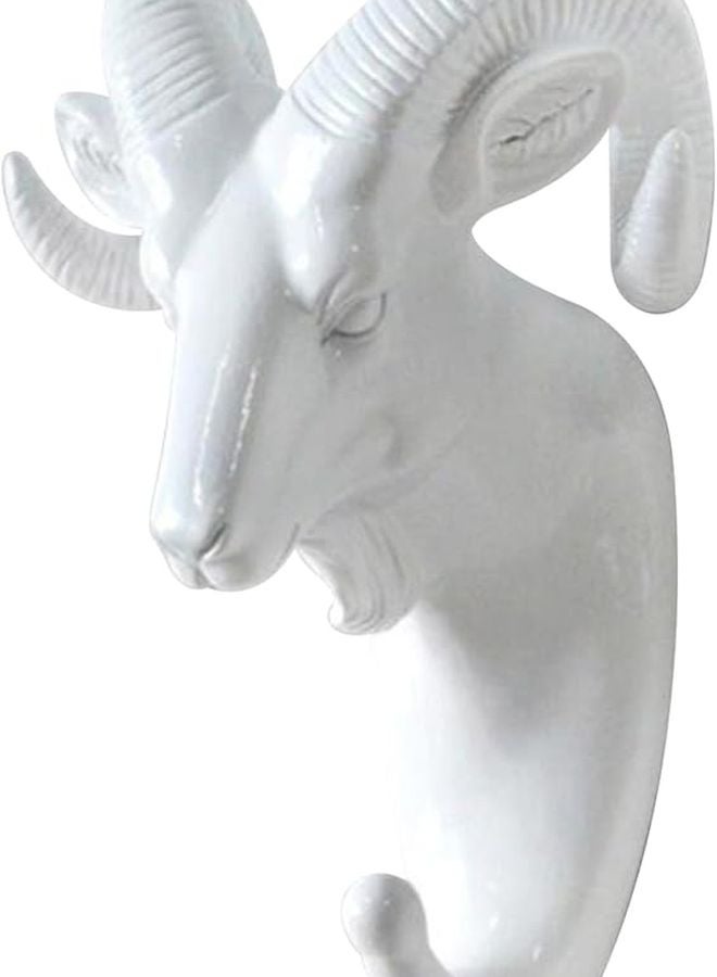 حامل مفتاح جدار رأس ماعز من الراتينج لتعليق المعطف والحقيبة والمنشفة والقبعة، ديكور جدار زخرفي - Image 1