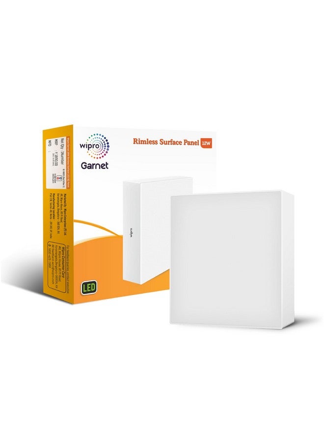 Wipro Garnet 12W Rimless Square Led Surface Panel|Warm White Light (2700K)|Elegant Rimless Design for Wider Spread of Light|Surface Mounted Led Down Light for Ceiling|Pack of 4 - Image 2