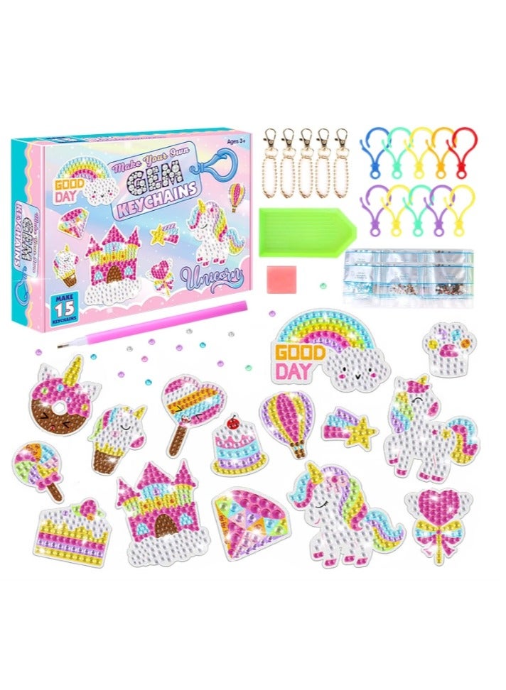5D Diamond Painting Kit For Kids with Keychains, Diamond Dot Gem Art Kits for Kids, Kids Arts and Crafts  - Image 1
