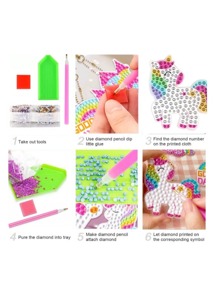 5D Diamond Painting Kit For Kids with Keychains, Diamond Dot Gem Art Kits for Kids, Kids Arts and Crafts  - Image 5