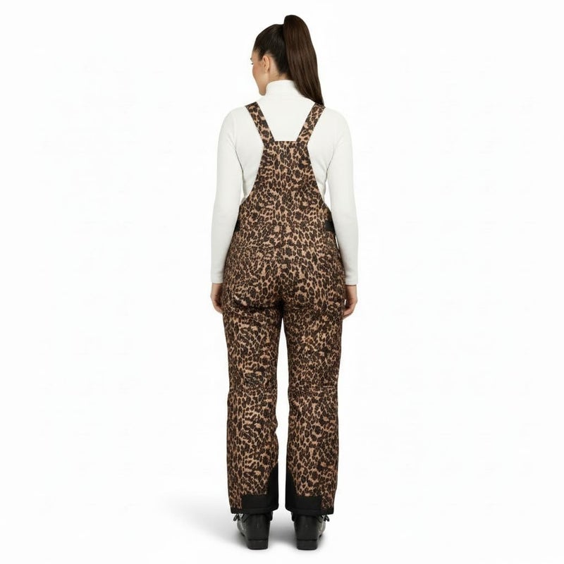 Arctic Quest Women's Ski Snow Bibs Pants Insulated Water Resistant Overalls Snowboarding Winter Waterproof Pants, Leopard, Large - Image 2