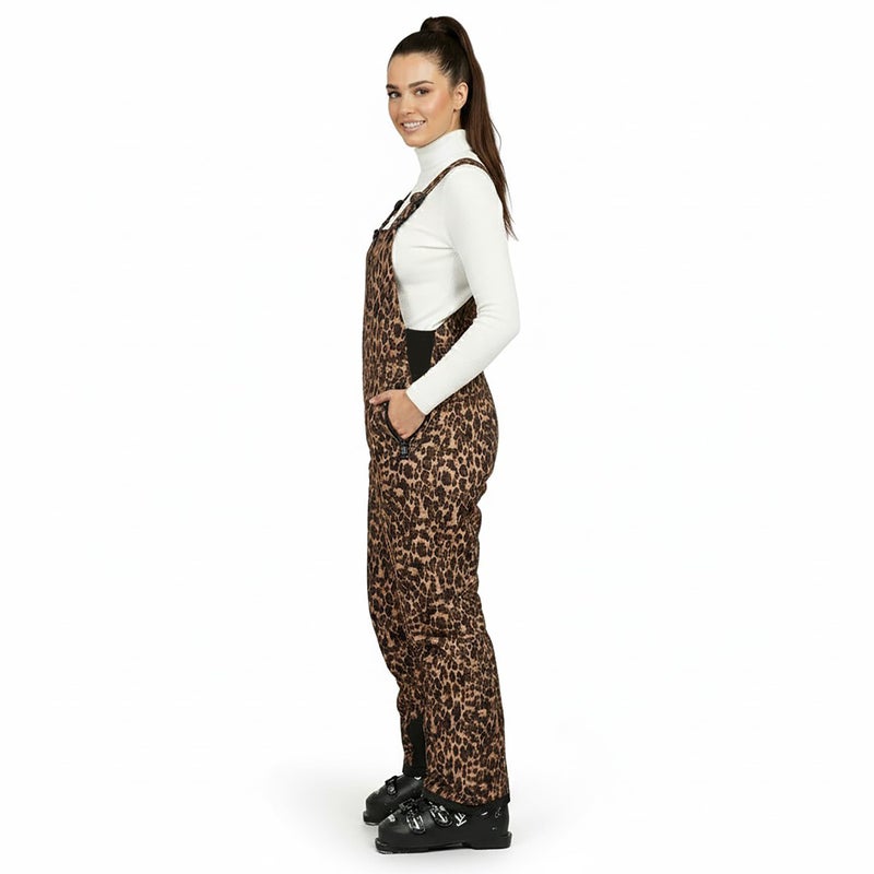 Arctic Quest Women's Ski Snow Bibs Pants Insulated Water Resistant Overalls Snowboarding Winter Waterproof Pants, Leopard, Large - Image 3