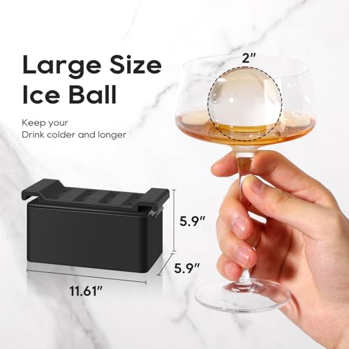Mooues Clear Ice Ball Maker Mold, 8 Large Whiskey Ice Cubes Mold, 2 Inch Round Silicone Ice Molds for Cocktails, Idea Gifts for Dad Boyfriend Boss Men who Have Everything - Image 3