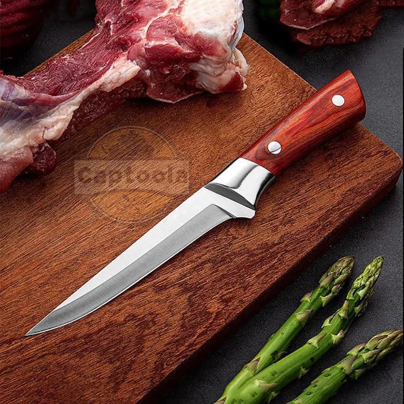 Captoola مجموعة سكاكين مطبخ كابتولا 67 بوصة من الفولاذ المقاوم للصدأ الألماني الحاد للغاية مع مقبض ABS المريح وعصا شحذ السكاكين - مجموعة من 4 سكاكين - Image 4