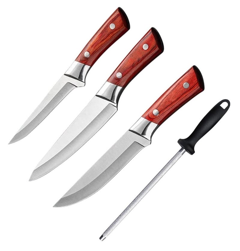 Captoola مجموعة سكاكين مطبخ كابتولا 67 بوصة من الفولاذ المقاوم للصدأ الألماني الحاد للغاية مع مقبض ABS المريح وعصا شحذ السكاكين - مجموعة من 4 سكاكين - Image 1