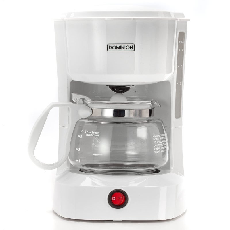 Dominion 4Cup Coffeemaker Compact Coffee Pot Brewer Machine Quiet Operation with On Off LED Indicator Light Convenient Cord Storage and Auto Pause Feature Easy Antidrip Coffeemaker with Coffee