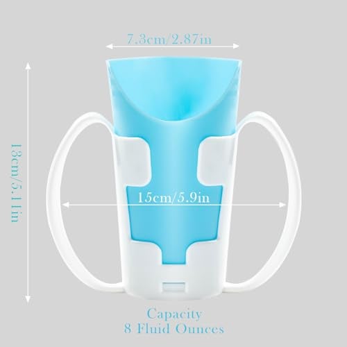 JFGLORIX Nosey Cups with Holder 8.7oz,Elderly Care Cups for Physical Therapy Recovery and Rehabilitation - Image 2